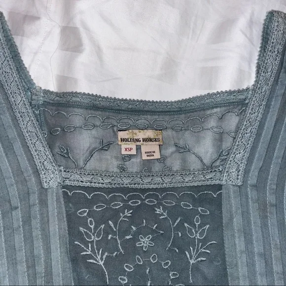 HOLDING HORSES • Anthropologie Ombre Ocean Dipped Lace & Embroidered Dress - Picture 13 of 16